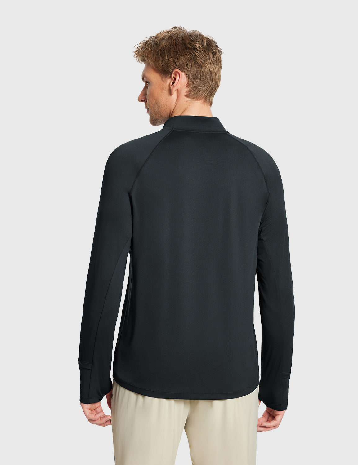 Baleaf Men's UPF50+ Lightweight Half-Zip Lapel Long Sleeve Anthracite Back