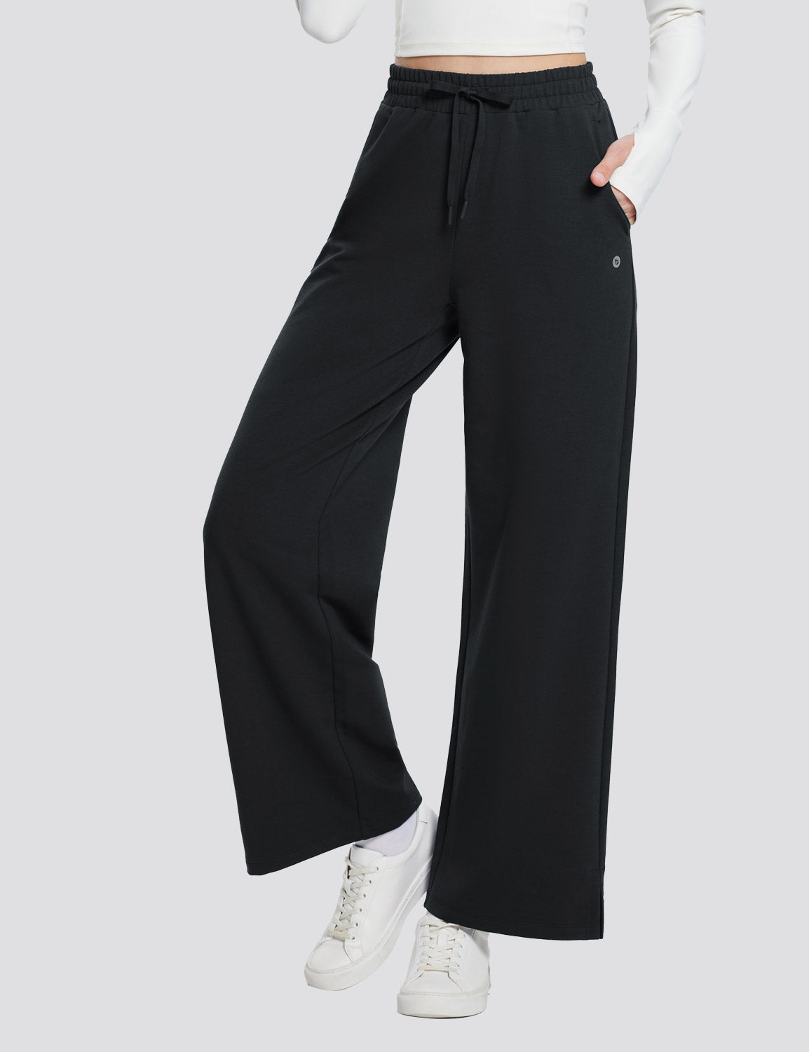 Baleaf Women's High-Rise Loose Straight Leg Sweat Pants Anthracite Main