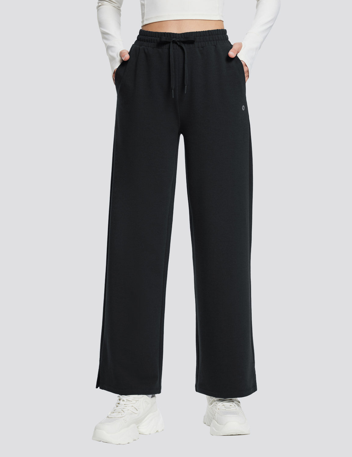 Baleaf Women's High-Rise Loose Straight Leg Sweat Pants Anthracite Main