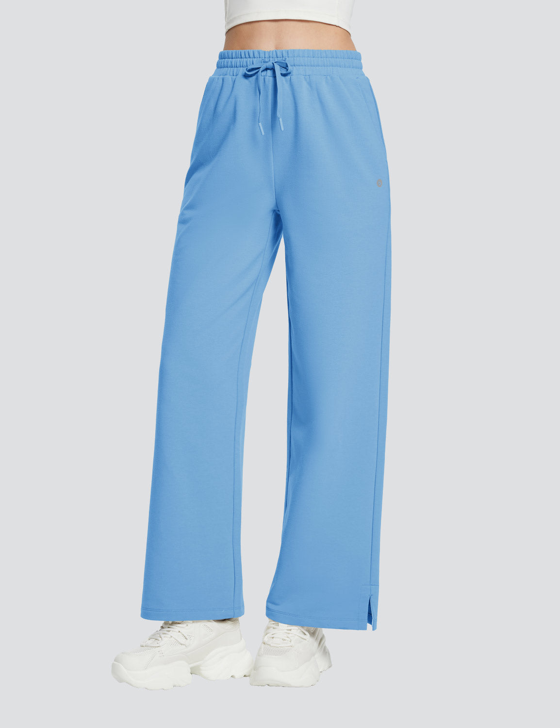 Baleaf Women's High-Rise Loose Straight Leg Sweat Pants Lichen Blue Main