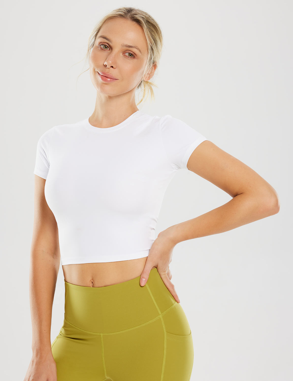 Baleaf Women's Sweatleaf Crew Neck Crop Top ebh003 Lucent White Main