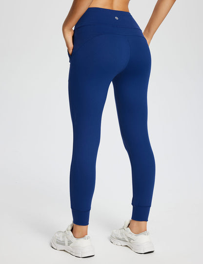 Baleaf Women's Flyleaf High-Rise Pocketed Leggings dbh060 Estate Blue Back