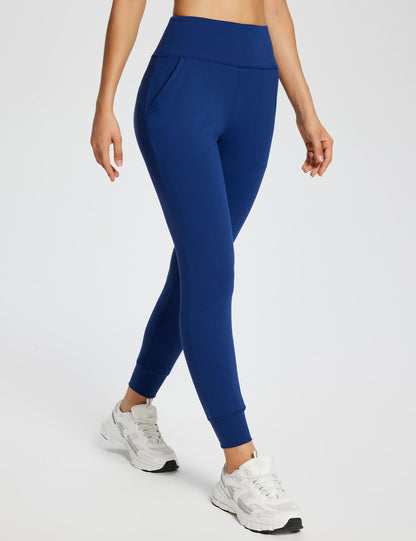 Baleaf Women's Flyleaf High-Rise Pocketed Leggings dbh060 Estate Blue Side