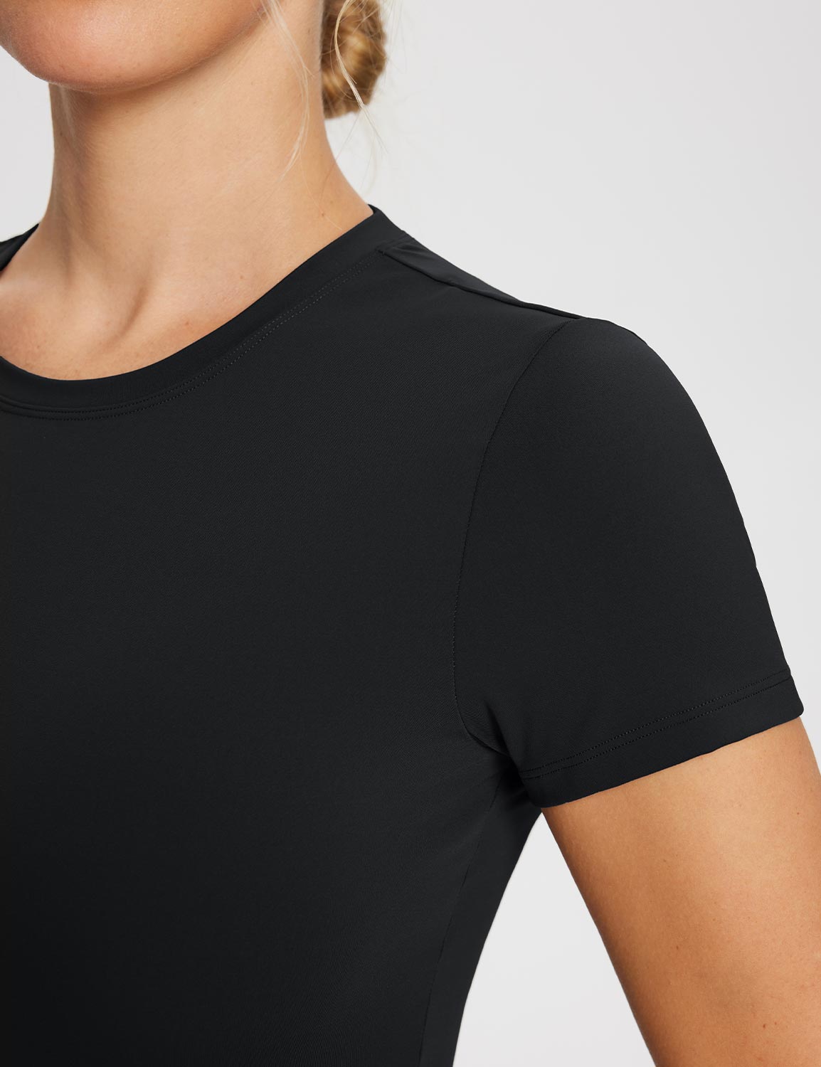 Baleaf Women's Sweatleaf Crew Neck Crop Top ebh003 Anthracite Details