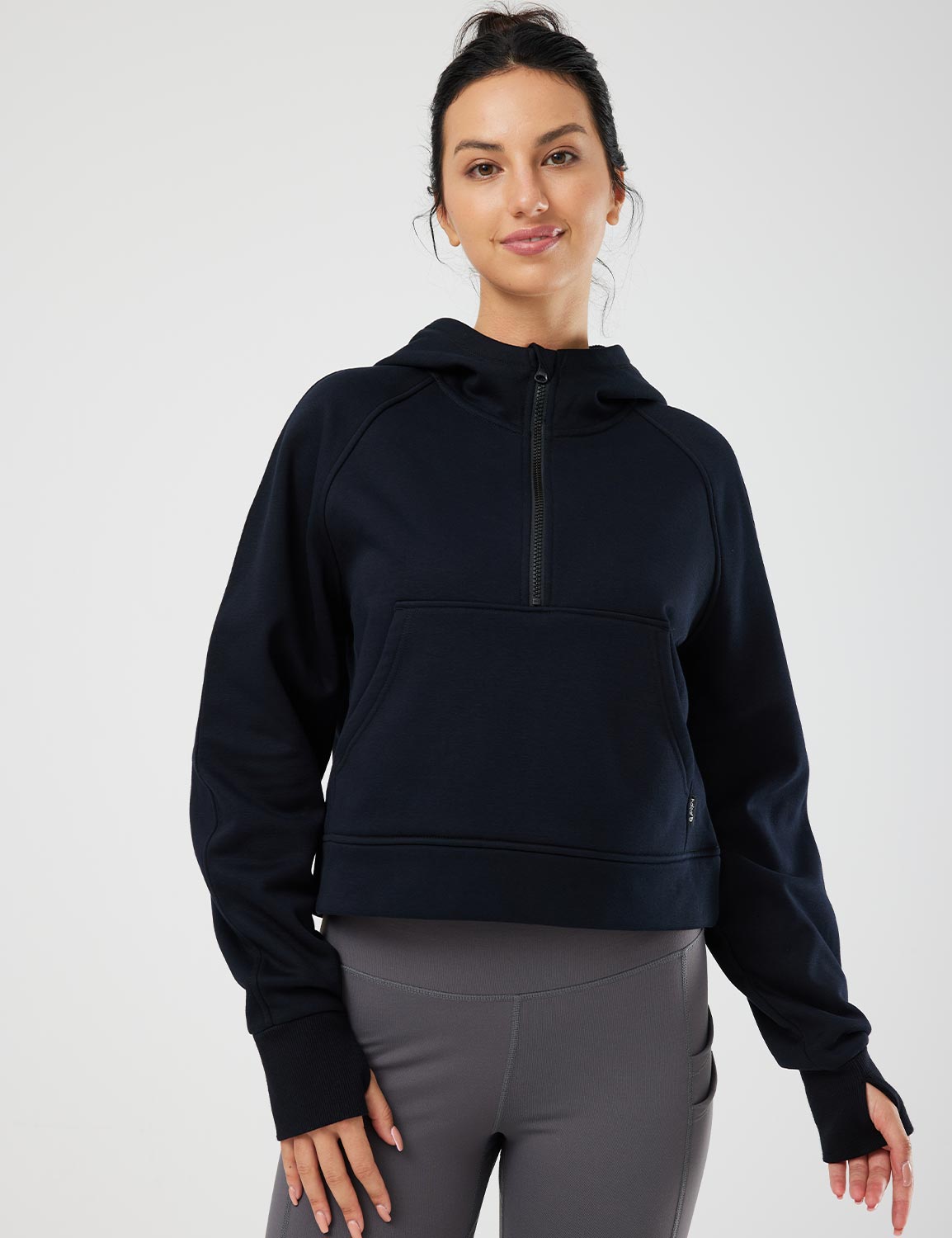 Baleaf Women's Evergreen Cotton Half-Zip Pullover dbd091 Black Main