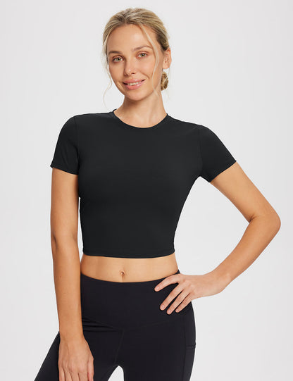 Baleaf Women's Sweatleaf Crew Neck Crop Top ebh003 Anthracite Main