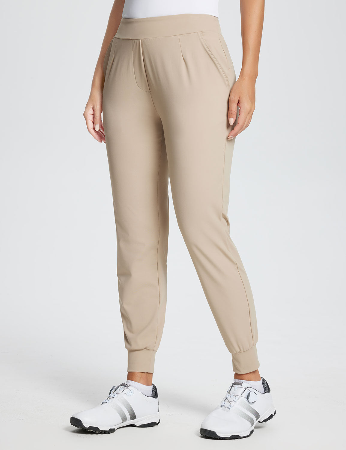 Baleaf Women's Flyleaf Quick-Dry Lightweight Joggers dfa025 Khaki Side