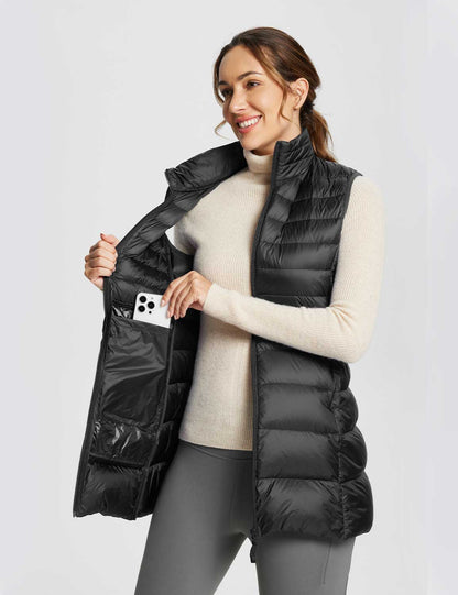 Baleaf Women's Water-Resistant Puffer Sleeveless Jacket dga070 Black Details