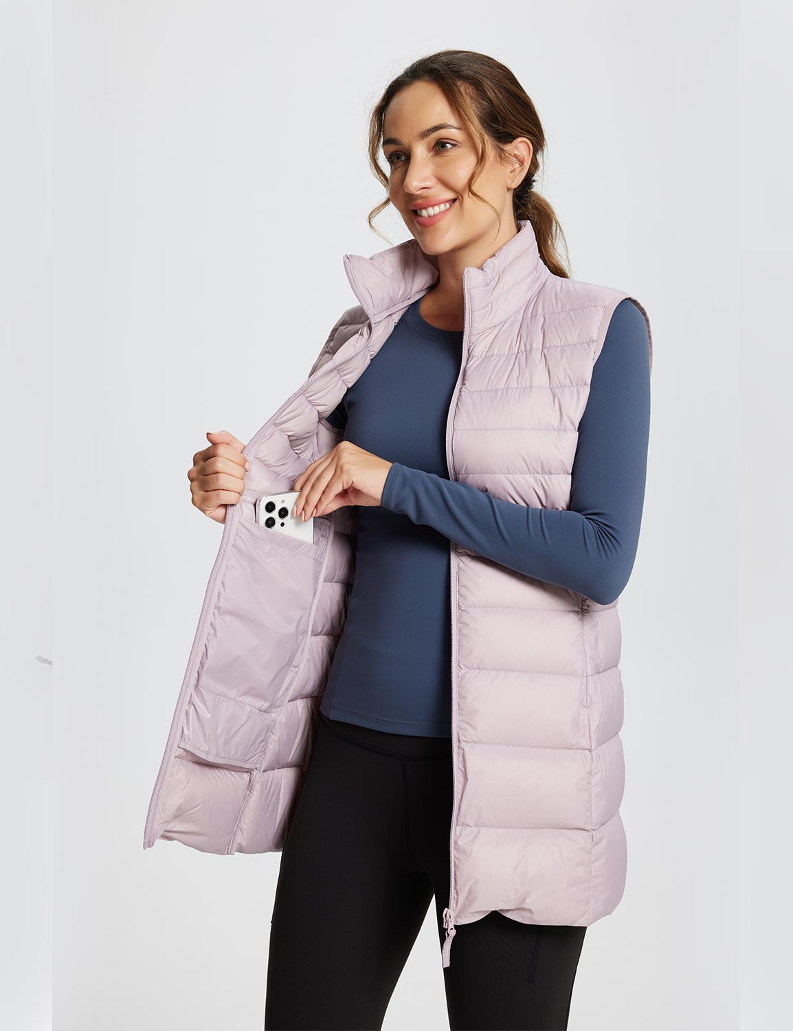 Baleaf Women's Water-Resistant Puffer Sleeveless Jacket dga070 Light Purple Details