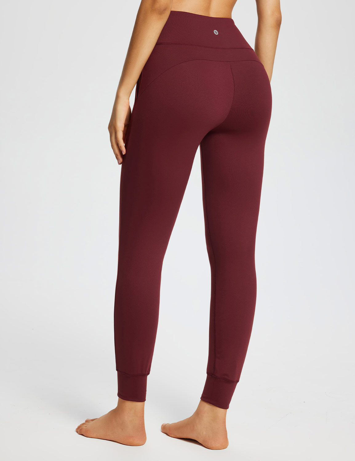 Baleaf Women's Flyleaf High-Rise Pocketed Leggings dbh060 Chocolate Truffle Back