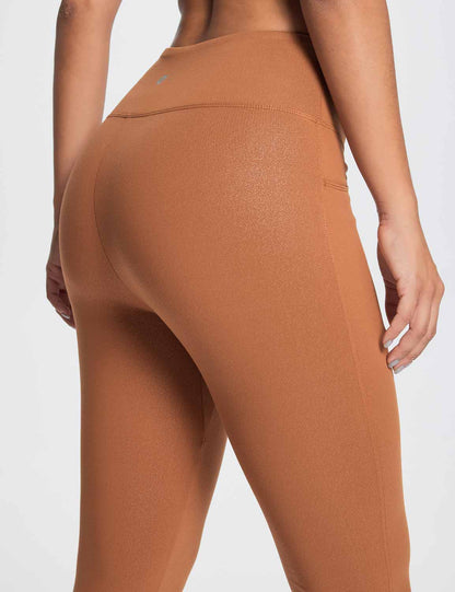 Baleaf Women's Laureate Thermal Faux Leather Leggings dbh082 Caramel Cafe Details