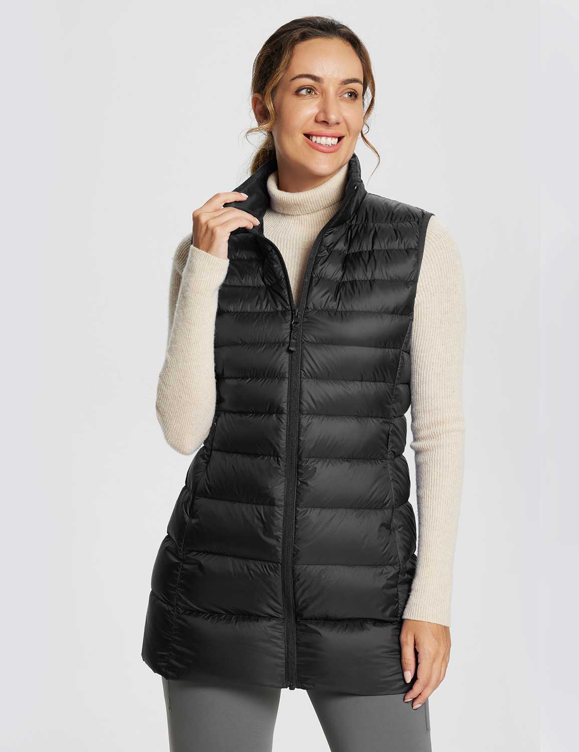 Baleaf Women's Water-Resistant Puffer Sleeveless Jacket dga070 Black Side