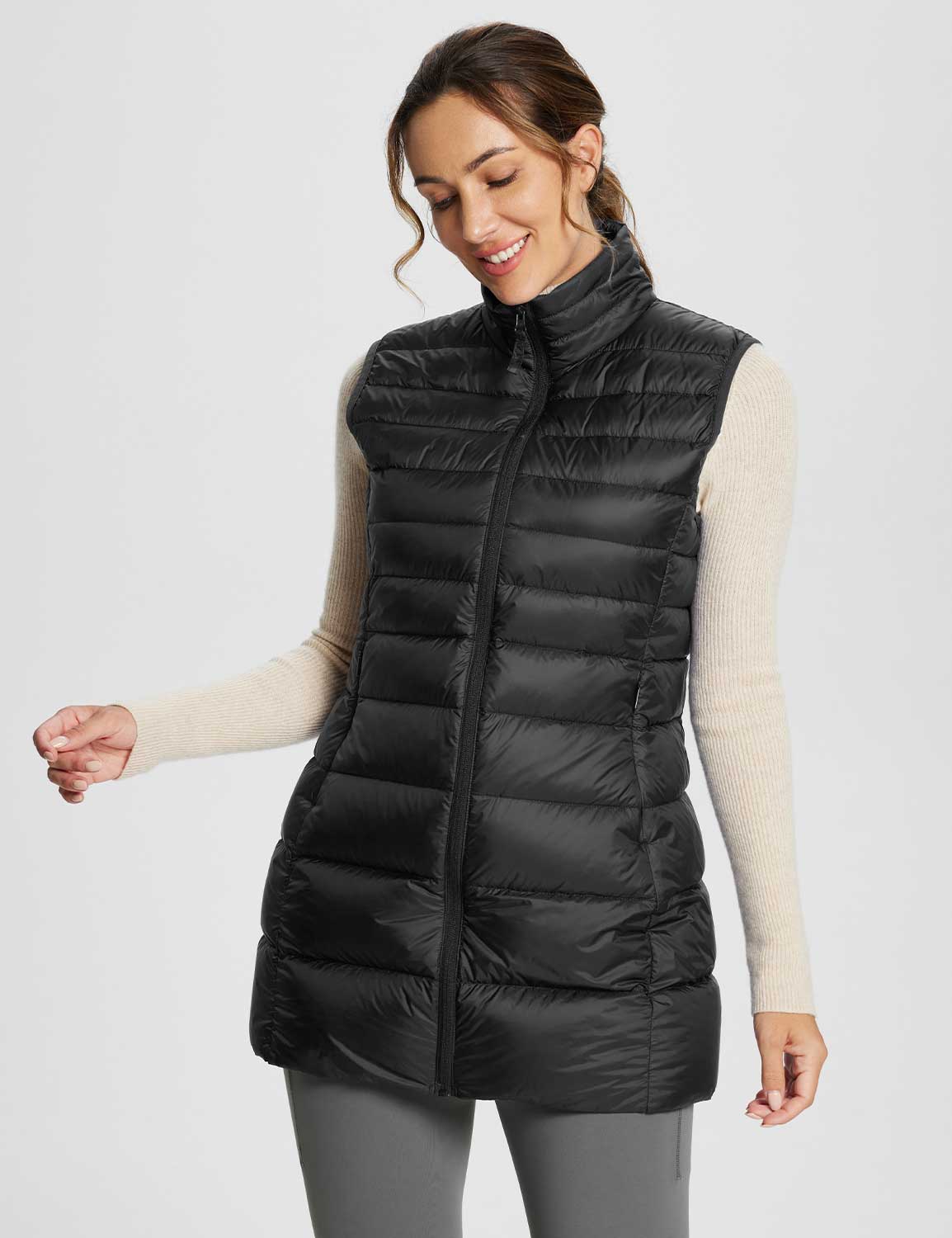 Baleaf Women's Water-Resistant Puffer Sleeveless Jacket dga070 Black Side