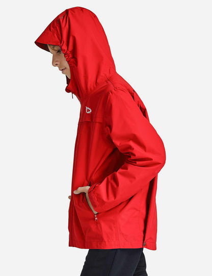 Baleaf Kid's Waterproof Outdoor Hooded Cycling Rain Jacket cai037 Tomato Red Side