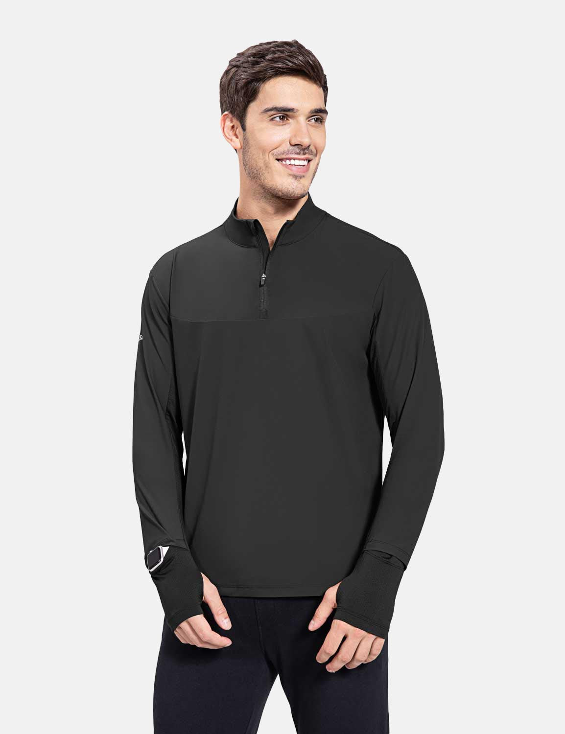 Baleaf Men's Flyleaf Watch Window 1/4 Zip Pullover cbd046 Anthracite Side