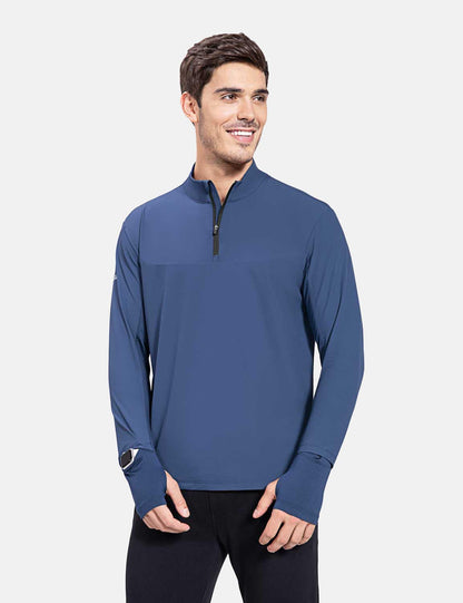 Baleaf Men's Flyleaf Watch Window 1/4 Zip Pullover cbd046 Dark Blue Side