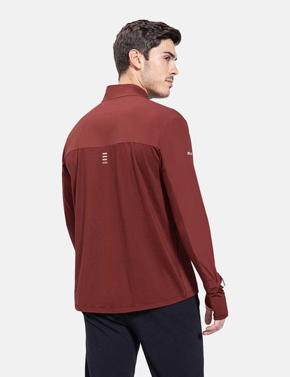 Baleaf Men's Flyleaf Watch Window 1/4 Zip Pullover cbd046 Merlot Back