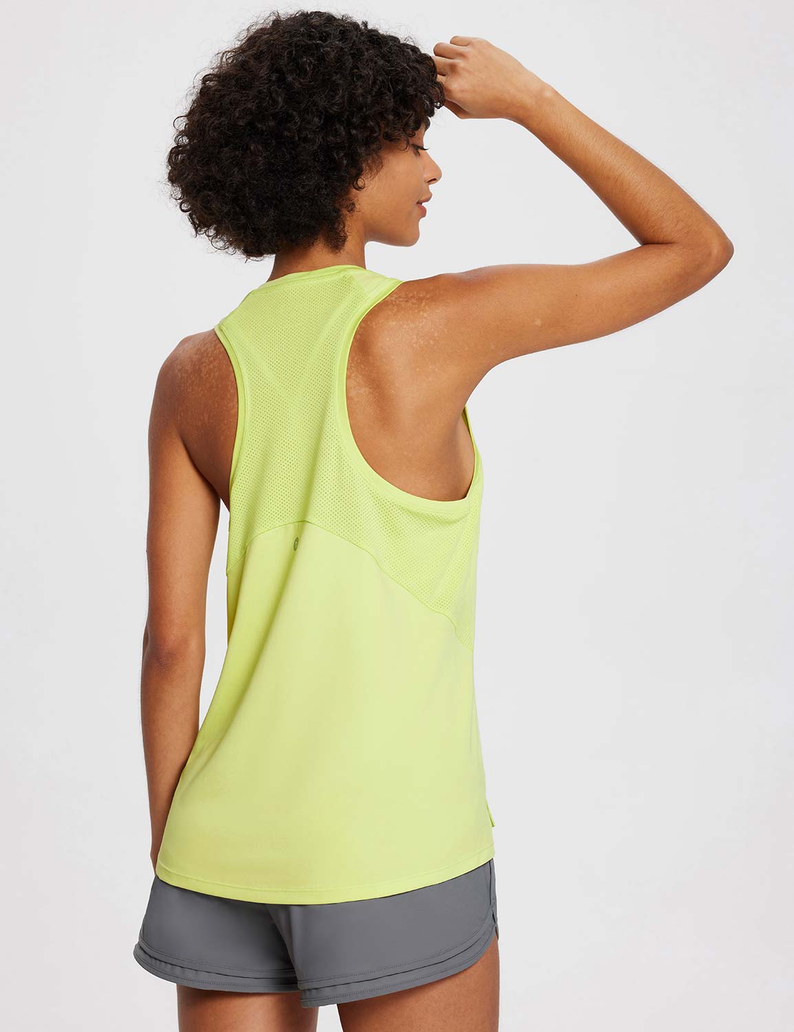 Baleaf Women's Quick-Dry Raceback Tank Top ebd014 Shadow Lime Back