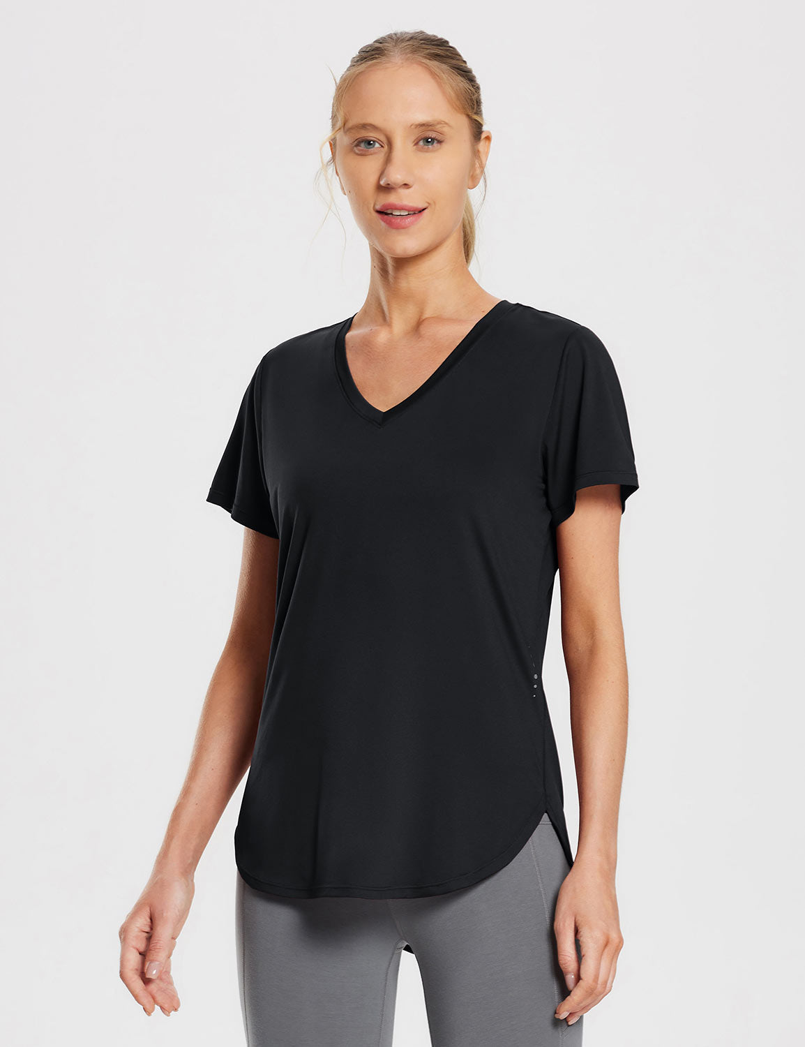 Baleaf Women's Laureate V Neck Mesh Back Shirts ebd015 Anthracite Main