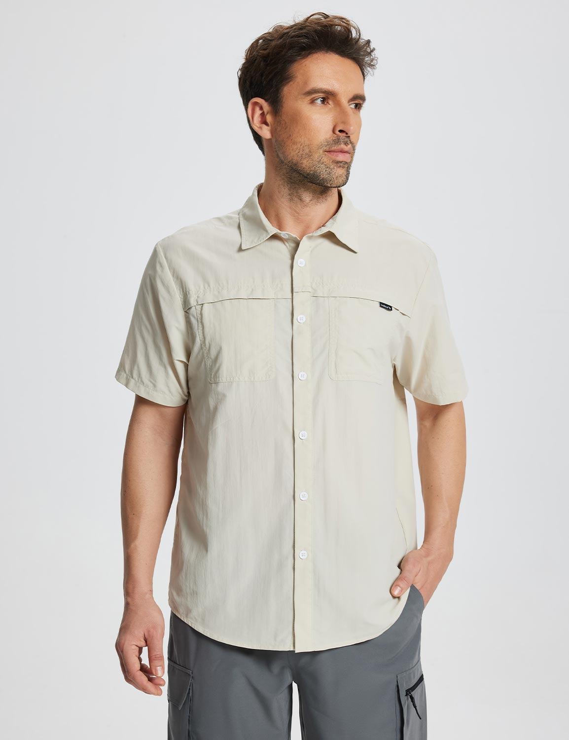 Baleaf Men's UPF 50+ Lightweight Fishing Shirt ega019 Oatmeal Main