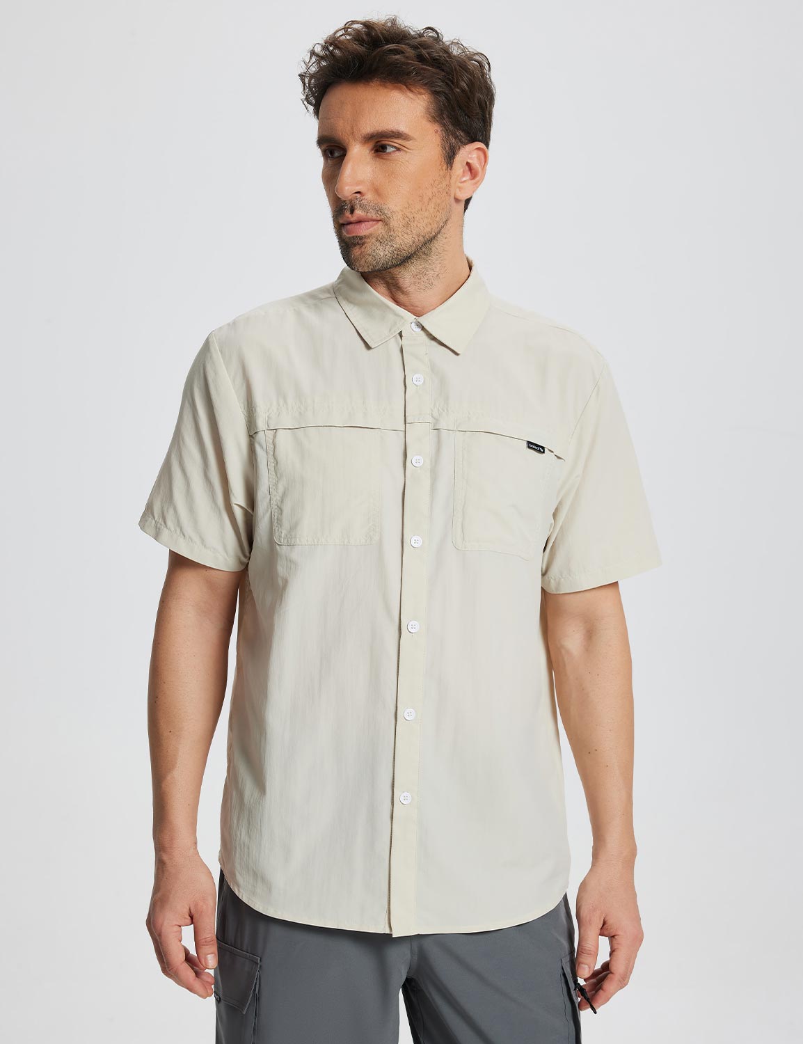 Baleaf Men's UPF 50+ Lightweight Fishing Shirt ega019 Oatmeal Details